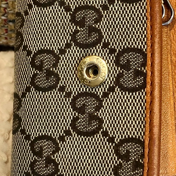 GUCCI GG Monogram Canvas Burned Orange Leather Trifold Key Holder Card Holder - Picture 8 of 16